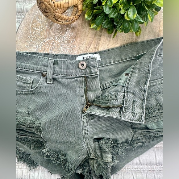 Pistola Gigi Low-Rise Cut-Off Distressed in Washed Olive Green Size 27 - Picture 8 of 15